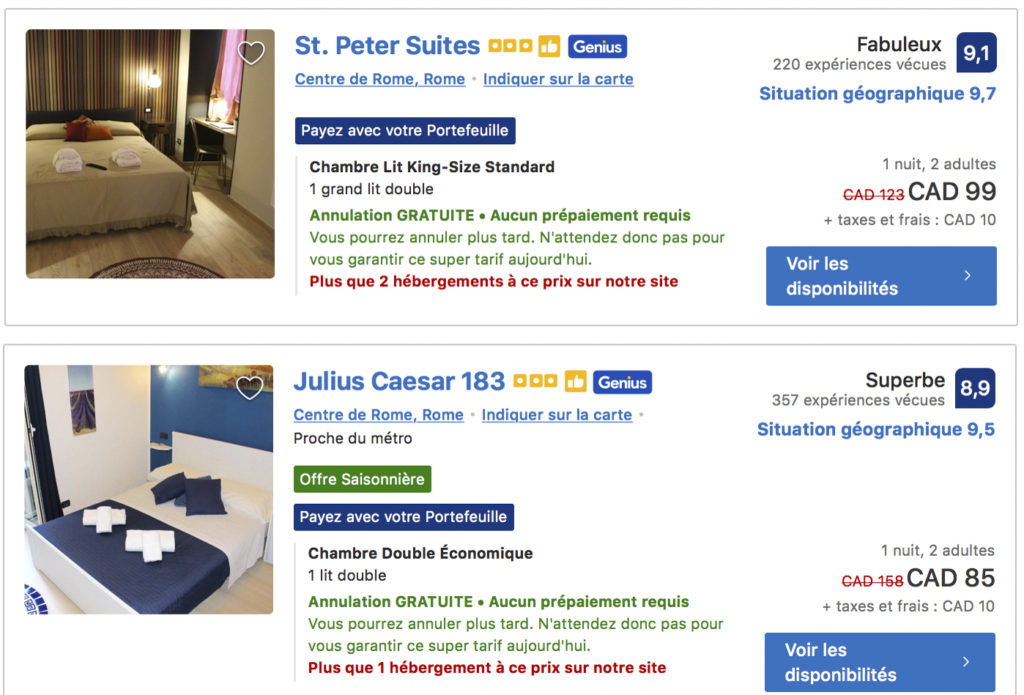 Hôtel indépendant italie