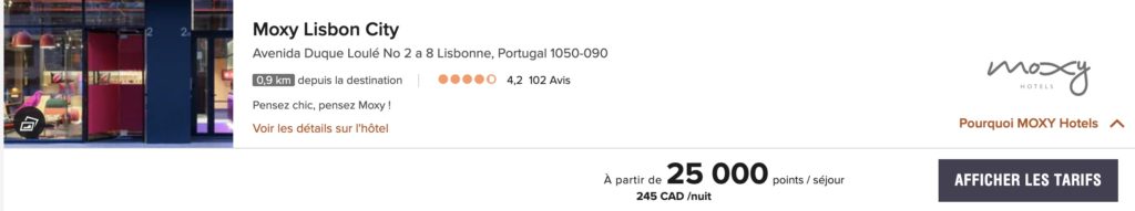 moxy lisbonne tarifs