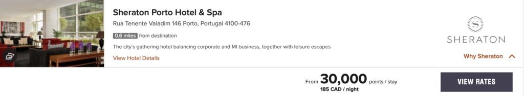 sheraton porto rates