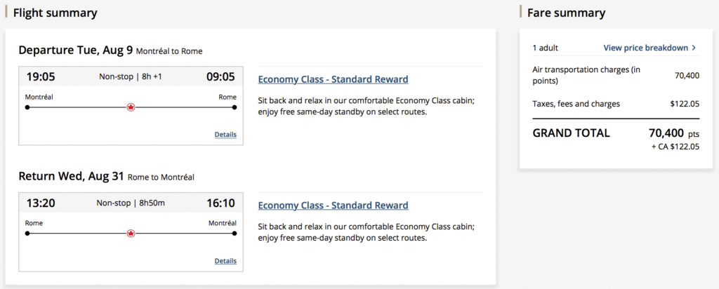 vol italie en aeroplan