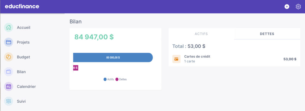 Bilan Financier dettes