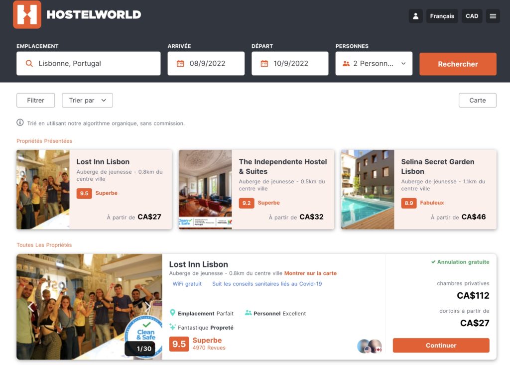 Hostelworld Lisbonne Fr