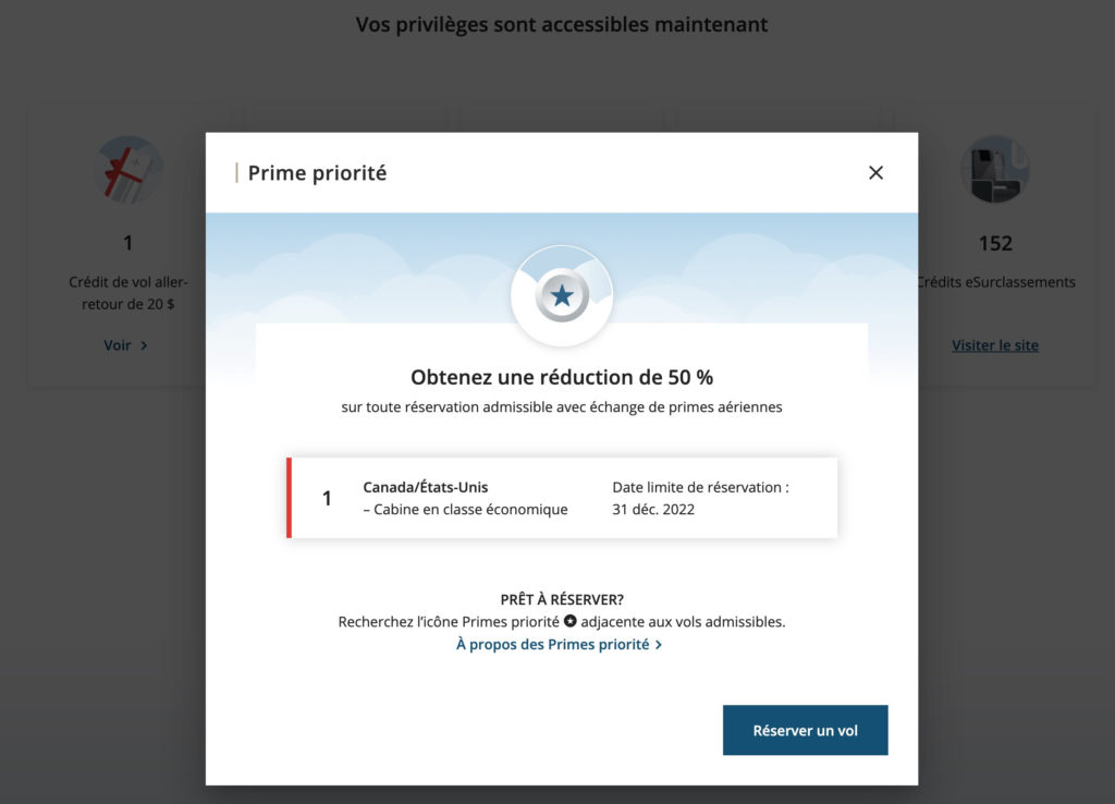 Primes priorité Aéroplan