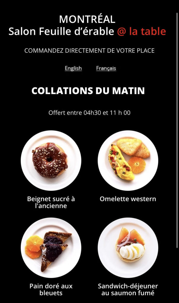 Salon Feuille Érable Yul Menu