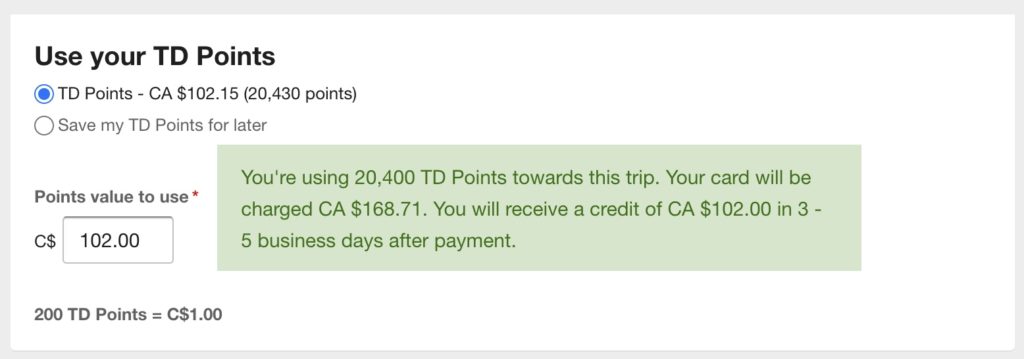Use of Td Rewards ExpediaforTD