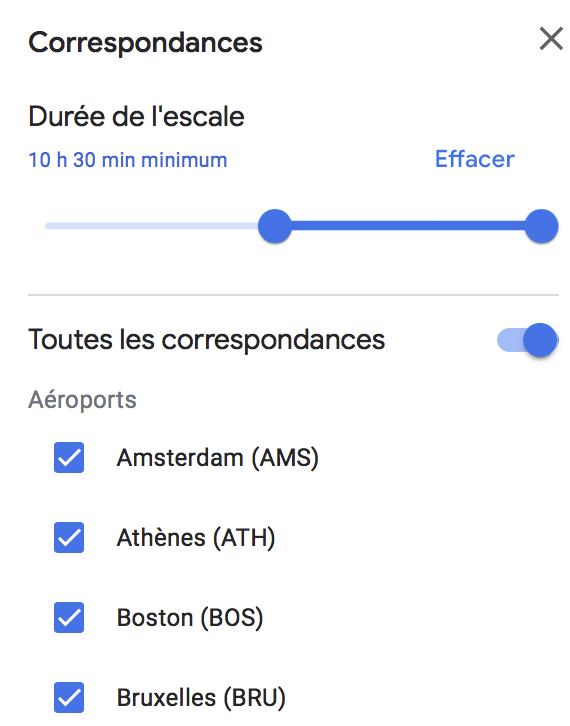 Filtre Correspondances