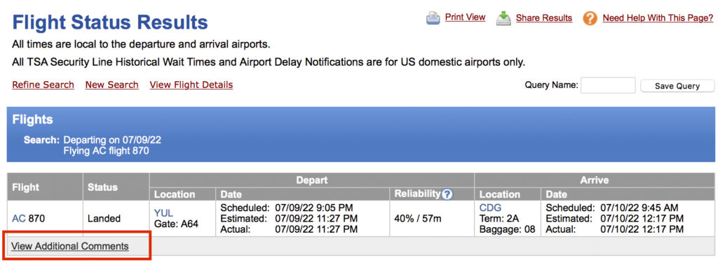 Flight Status Search 2
