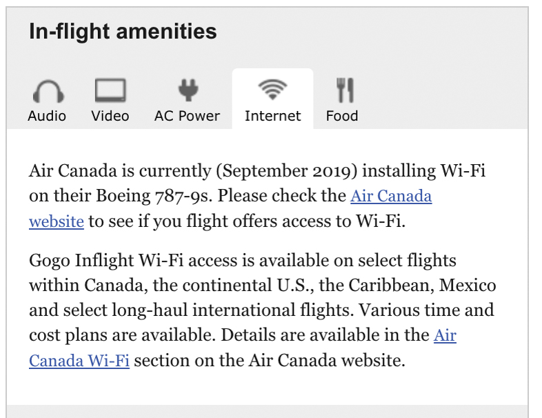 Seatguru Inflight Amenities
