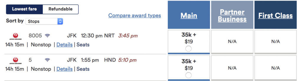 Alaska Mileage Plan from JFK to Japan