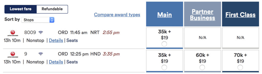 Alaska Mileage Plan from ORD to Japan