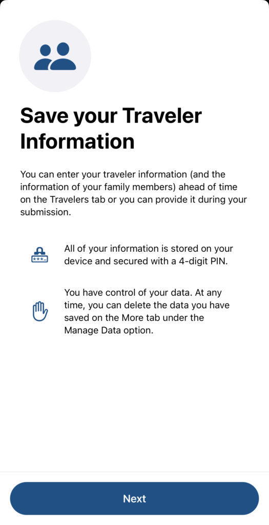 Mobile Passport Control App Save