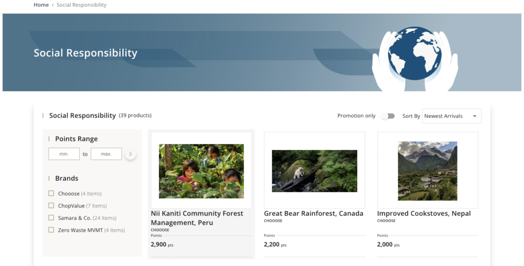 Air Canada CHOOSE eStore Carbon Offset