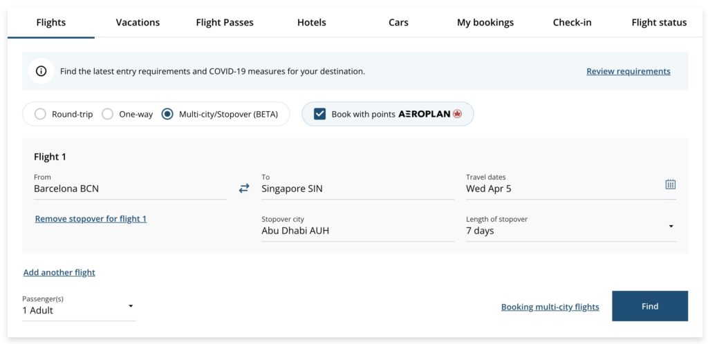 Aeroplan Stopover Home En