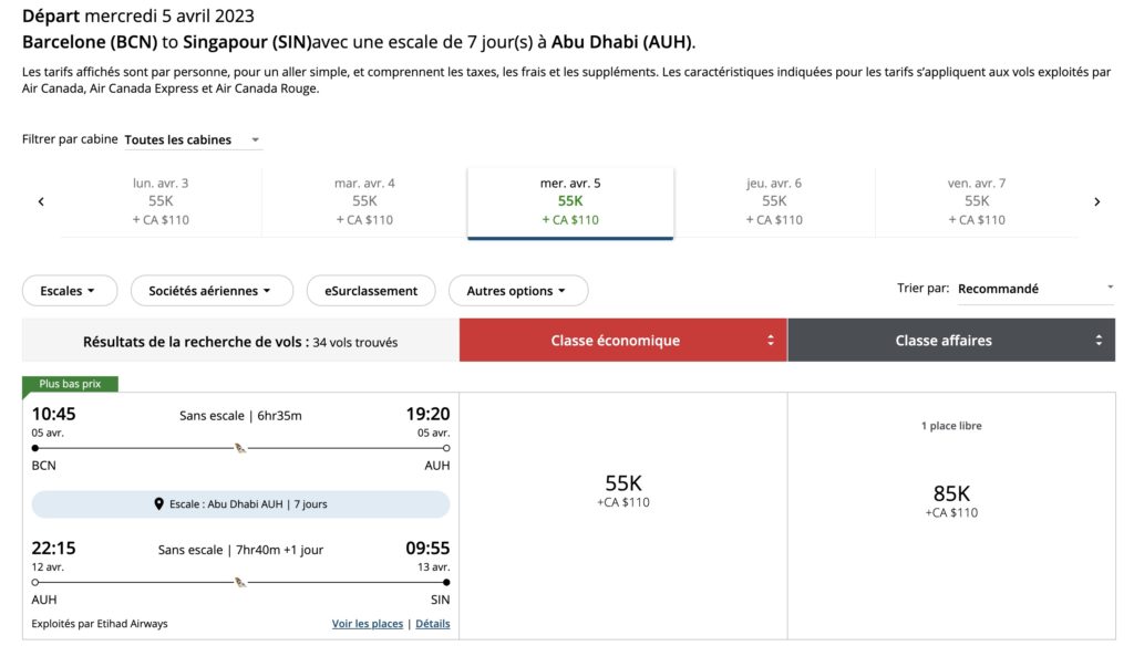 Aeroplan Stopover Search Fr