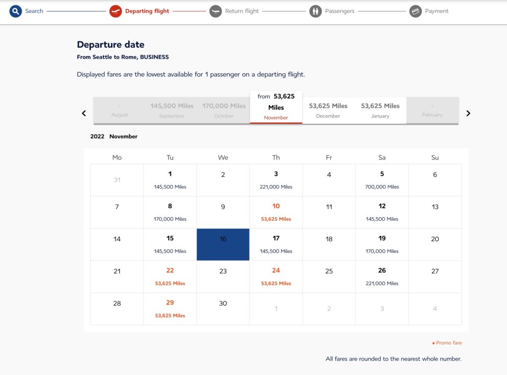 Air France Roundtrip Calendar En
