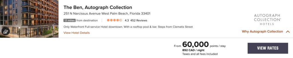 the ben autograph collection tarifs