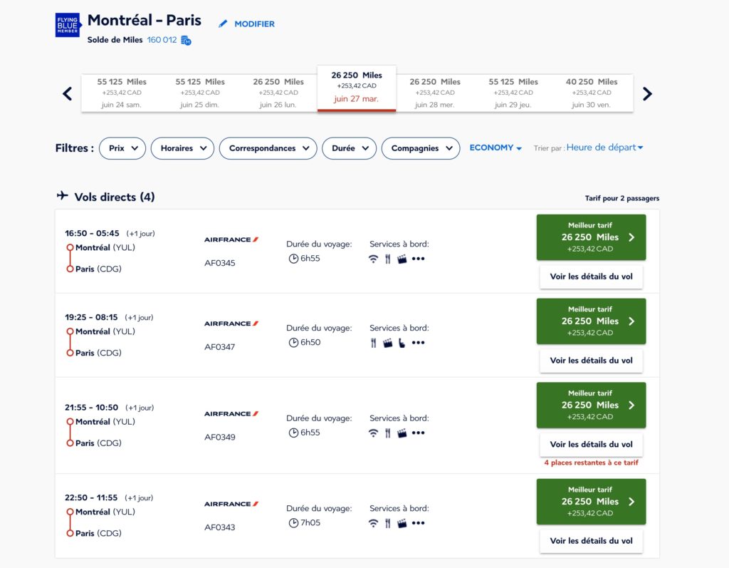 Yul Cdg Flying Blue Enfant Vols Dispos Fr