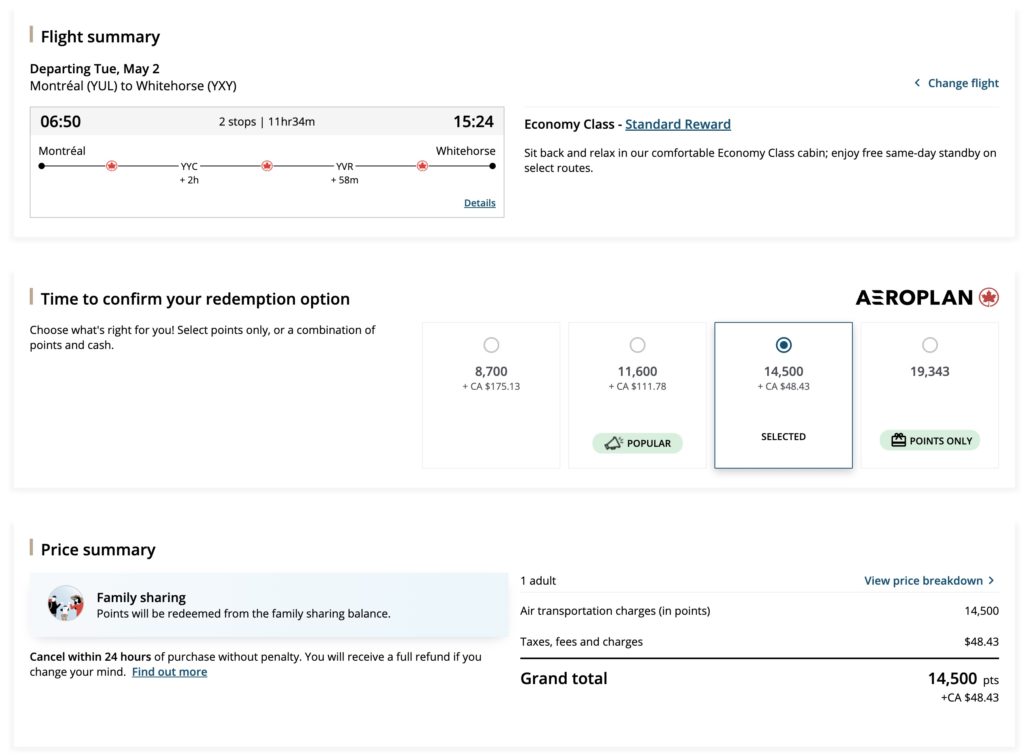 yul – whitehorse – aeroplan – fr