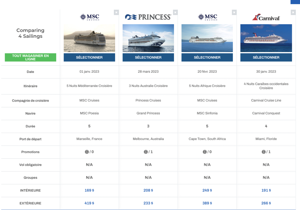Croisières Worldwide Air Miles