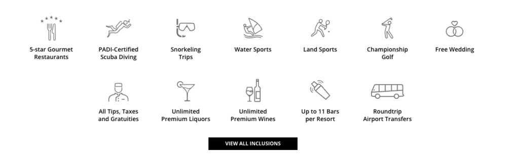 Inclusions Sandals Beaches resort