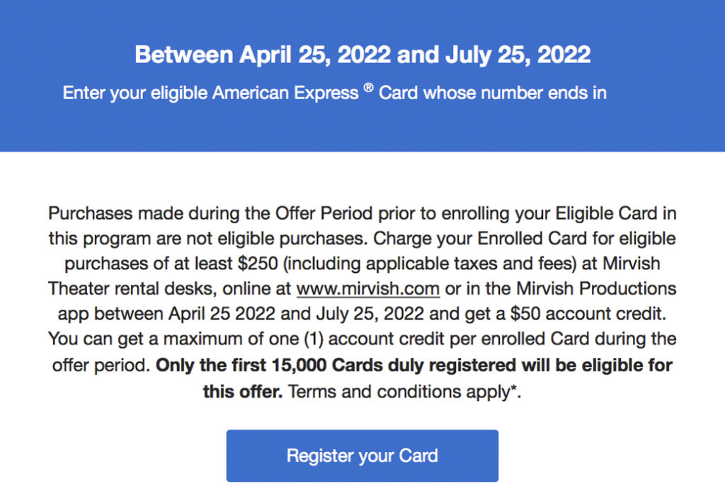 Mirvish Amex Offer En