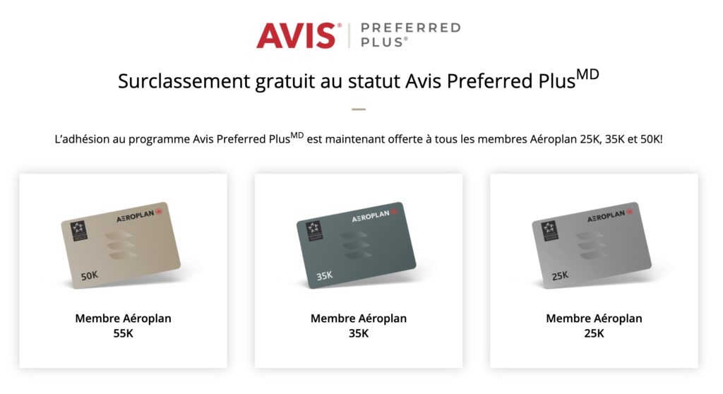 Avis Preferred Plus Aeroplan
