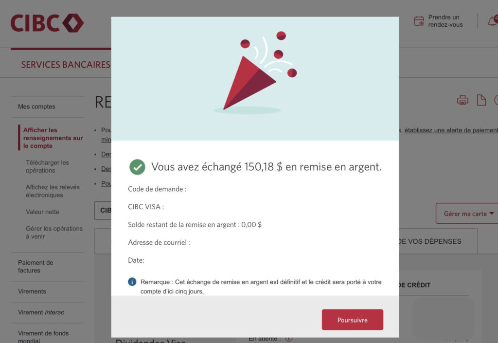 Dividendes Visa Cibc