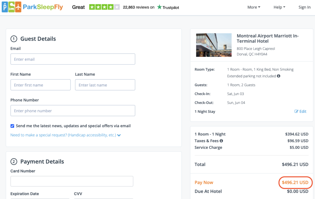 Park Sleep Fly hotel seulement