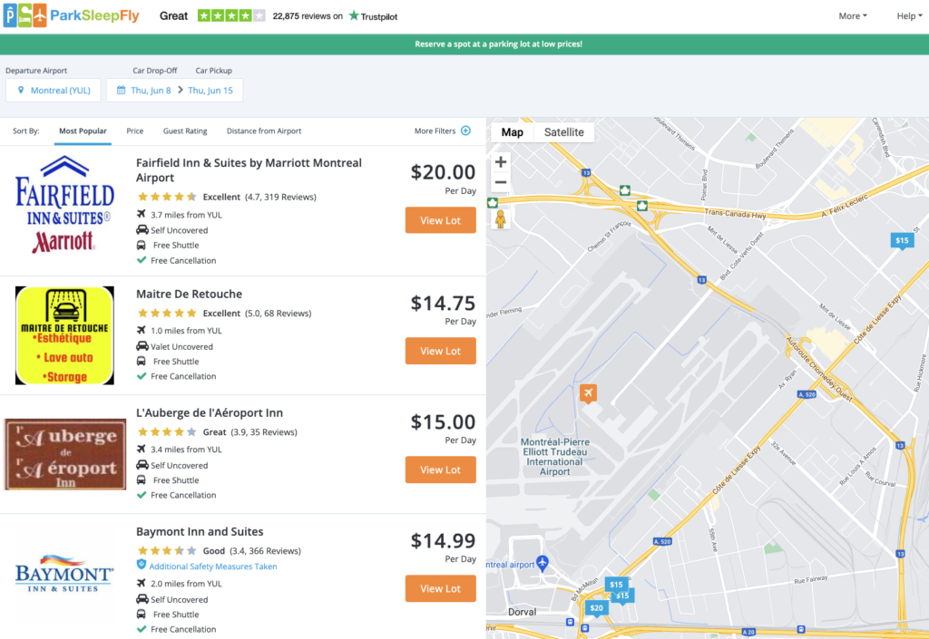 Park Sleep Fly parking seulement