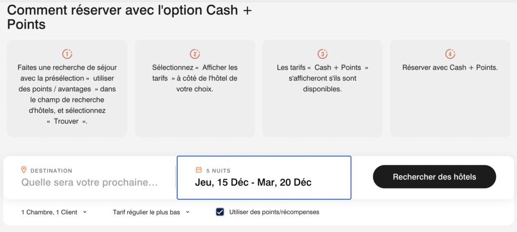 Réserver Cash Points Marriott Bonvoy