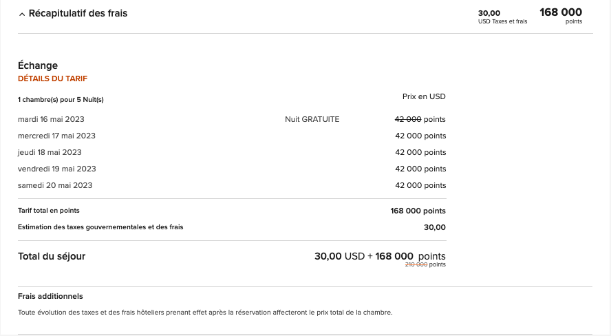 Sheraton Maldives Tarif Points