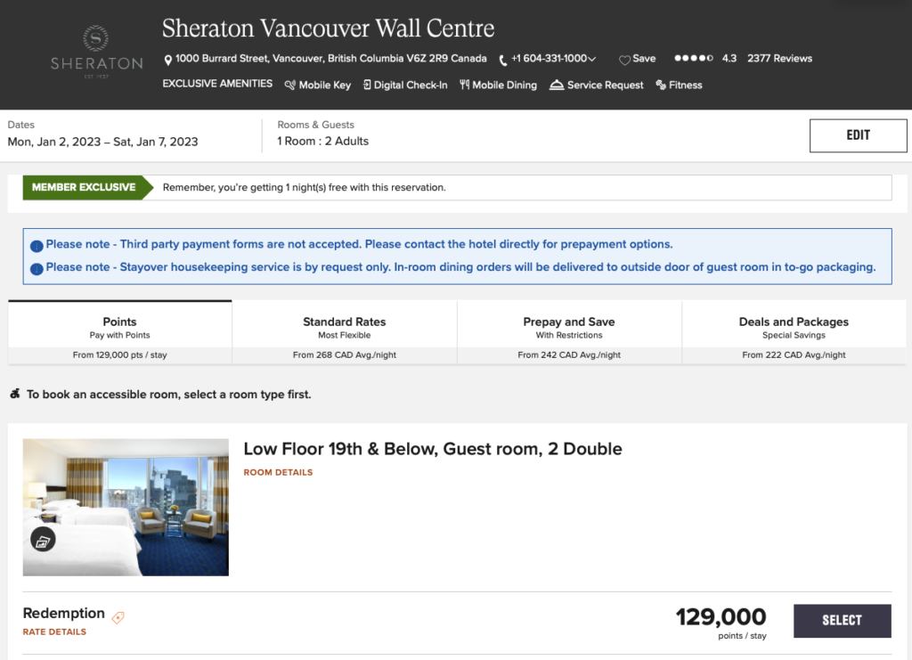 Sheraton Wall Centre Fêtes