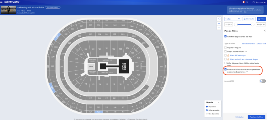 Ticketmaster Accès Aux Billets Avant Première Amex 1