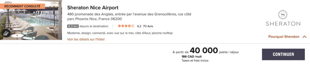 Sheraton Nice Aeroport Tarif