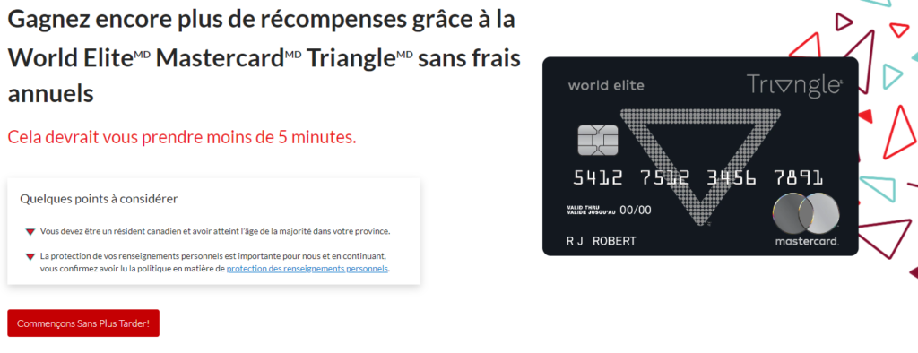 Carte de crédit Canadian Tire World Elite Mastercard