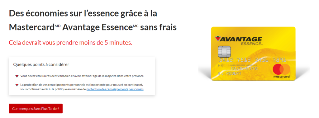 Carte de crédit Mastercard Avantage Essence