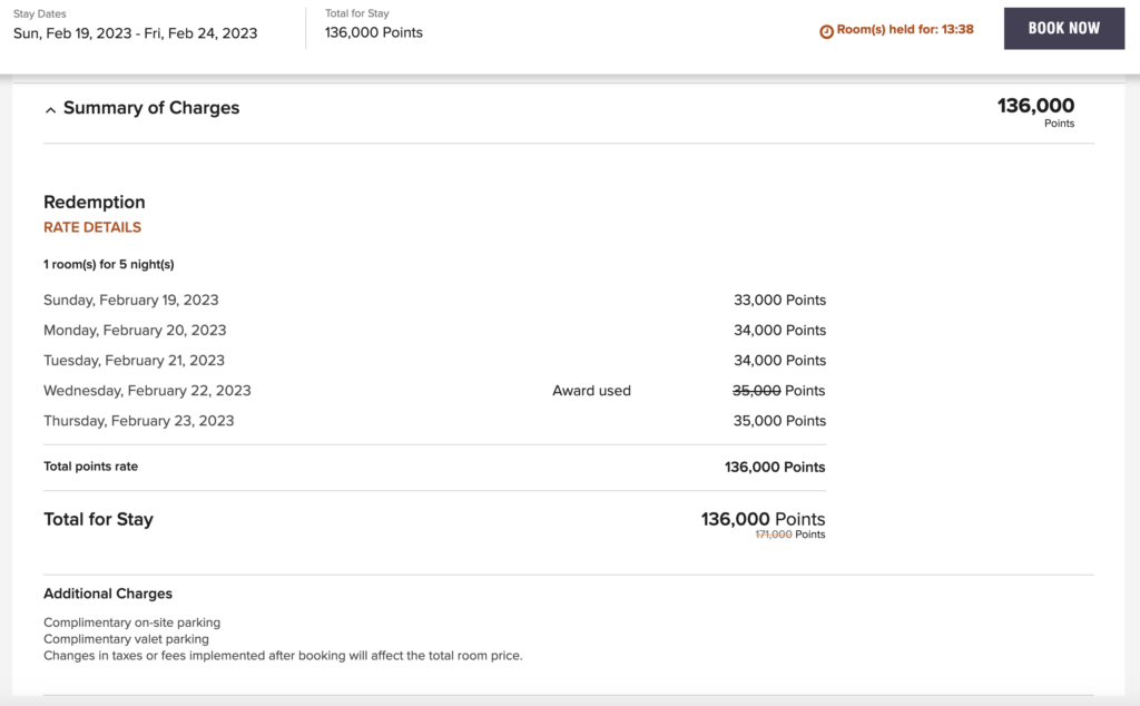 Réservation en points