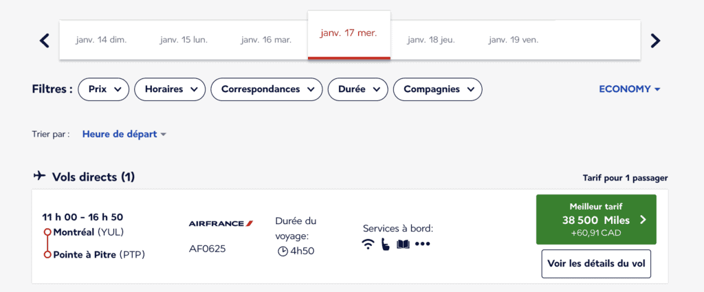 Air France vol Guadeloupe