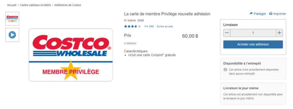 Membre Coscto Privilège