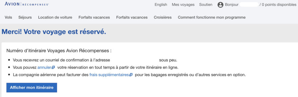 Merci vol réservé RBC