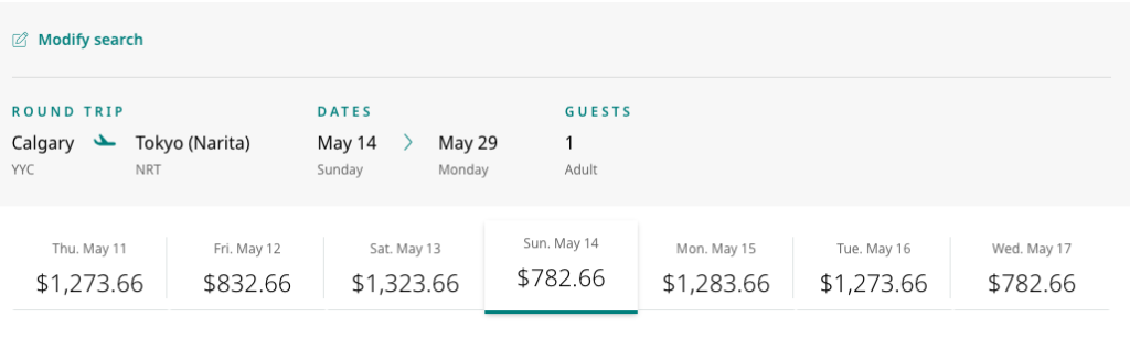 Westjet Aller Tokyo Prix