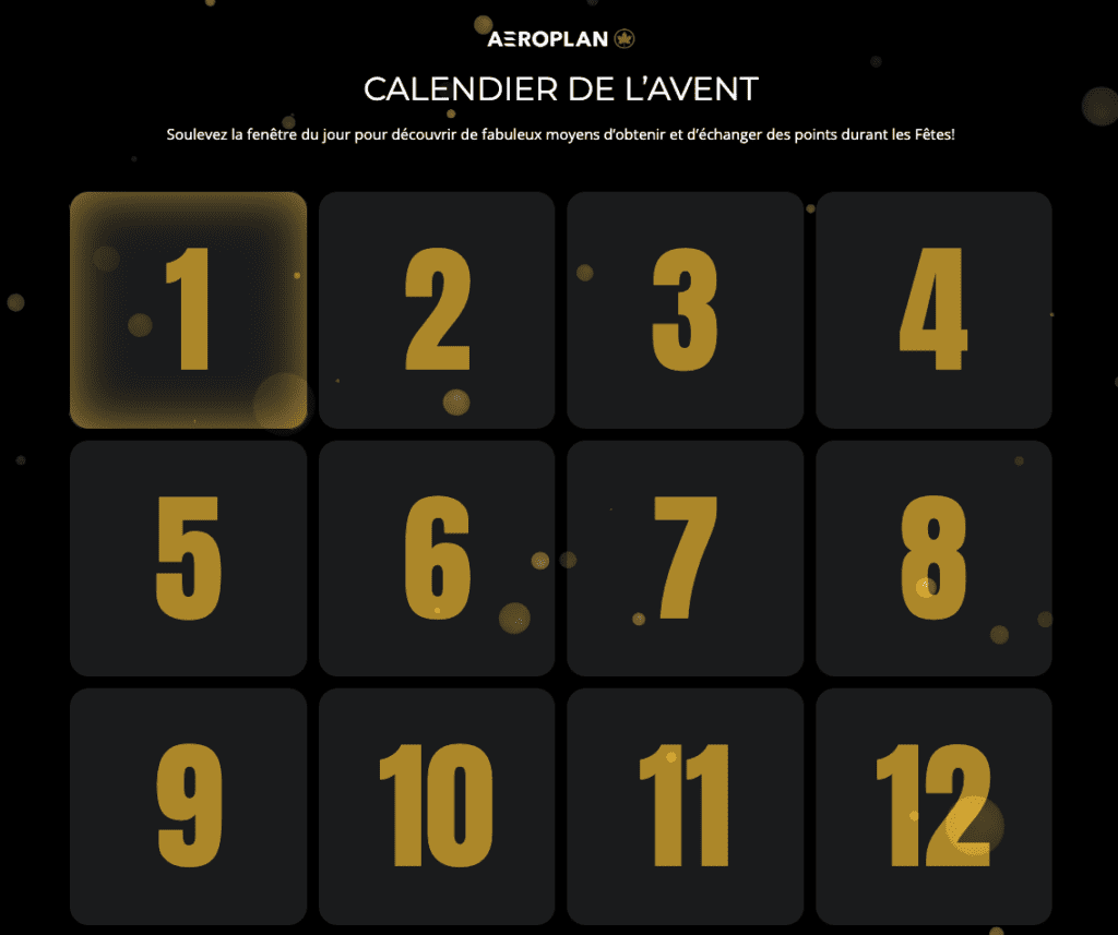 calendrier avent aeroplan