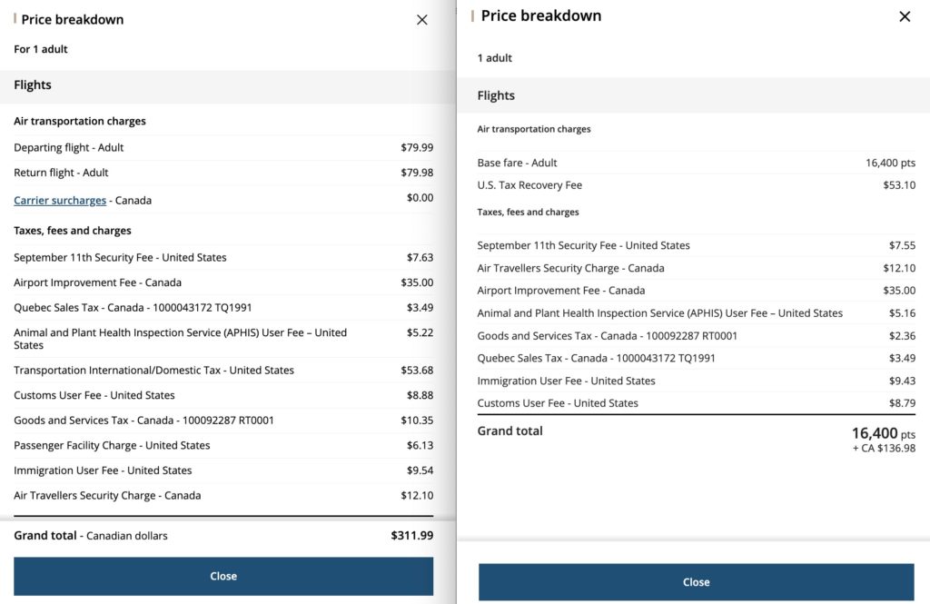 taxes americaines aeroplan fr
