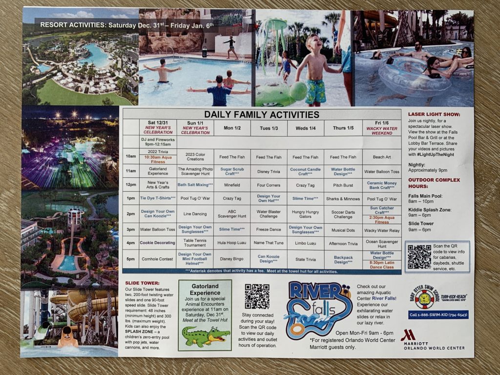 Carte Activites Orlando Marriott World Center