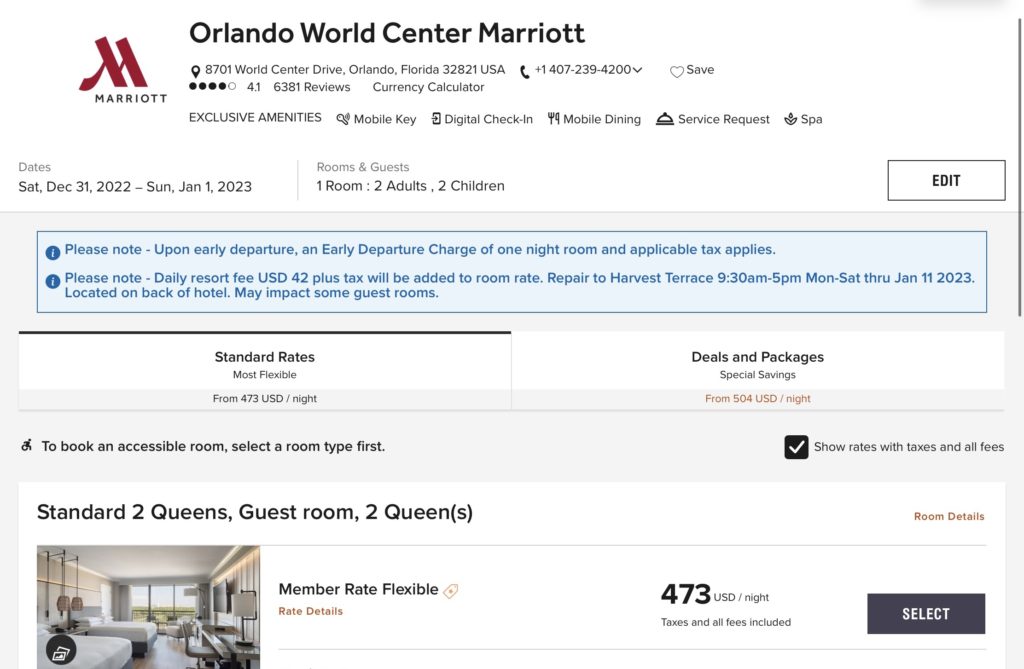 Orlando World Center Marriott Prix