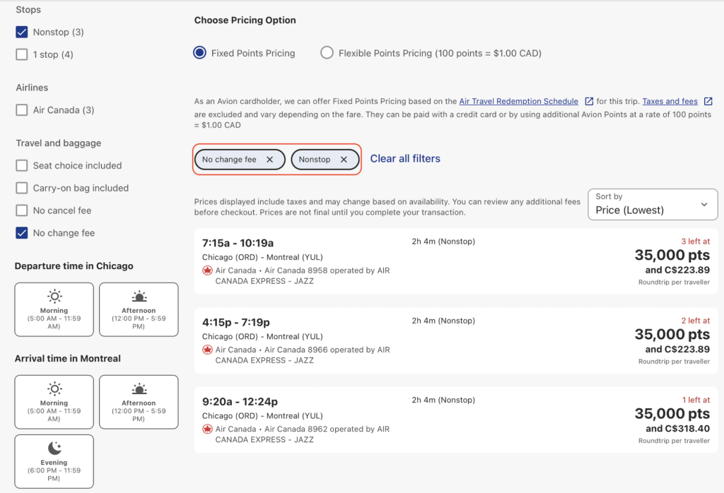 RBC Résultats vols