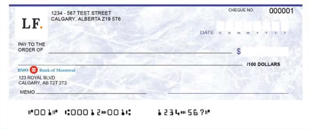 Spécimen de ch;que BMO