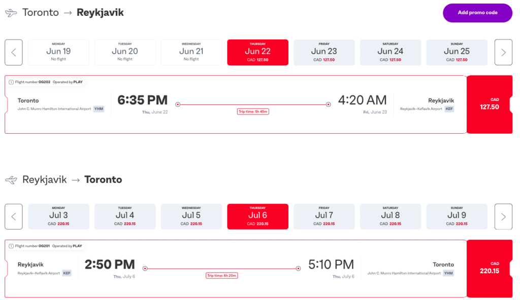 Toronto Reykjavik PLAY