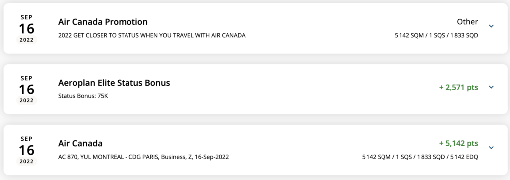 Statut Elite Aeroplan – promotion