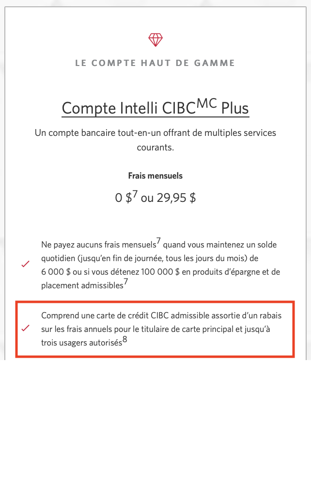 Credit Card fee Waiver CIBC En
